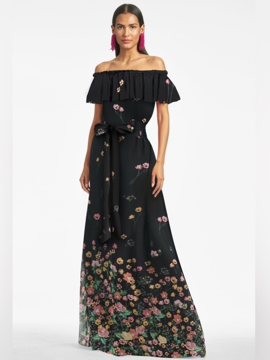 Sachin + Babi Dresses & Skirts - Sachin & Babi Black Floral Nikki Dress Dark Garden Maxi Off Shoulder Size 10